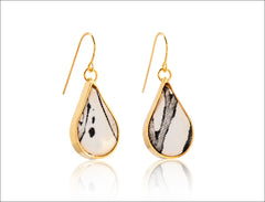 Small Printed Gold Teardrop Earrings