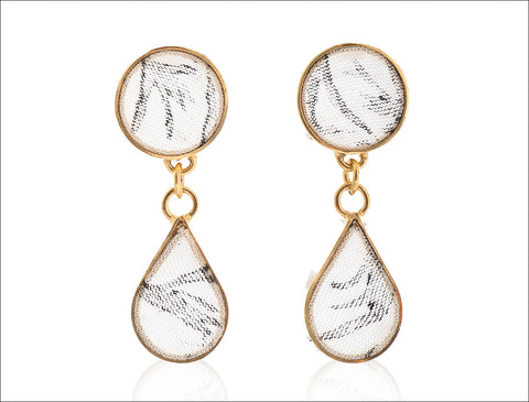 Printed Gold Teardrop Earrings