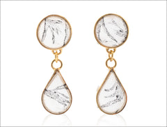 Printed Gold Teardrop Earrings
