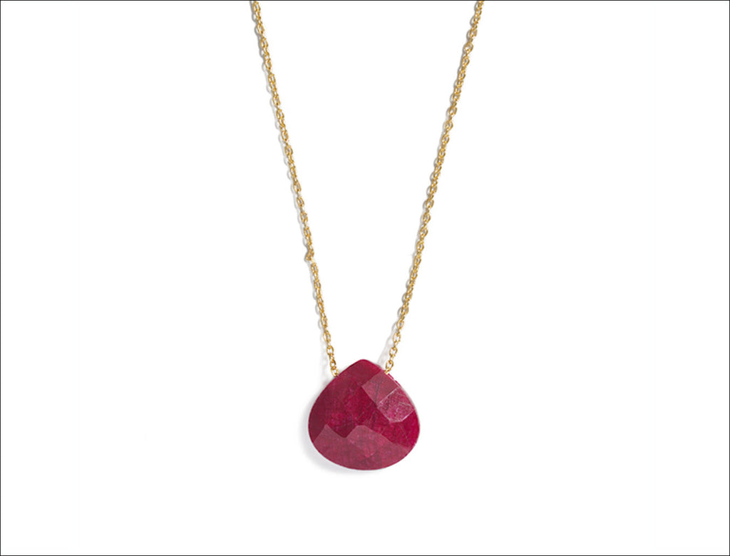 Red Corundum Open Tear Necklace