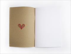 Cross stitch A5 Heart Notebook. Hand stitched Red Heart