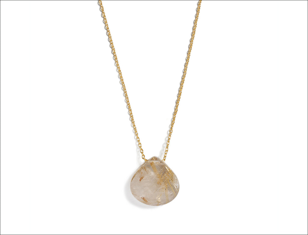 Rutilated Quartz Open Tear Necklace