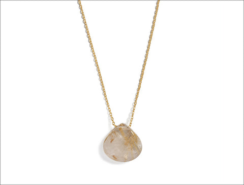 Rutilated Quartz Open Tear Necklace