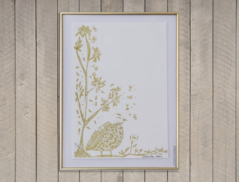 Fat Bird Gold Screen Print
