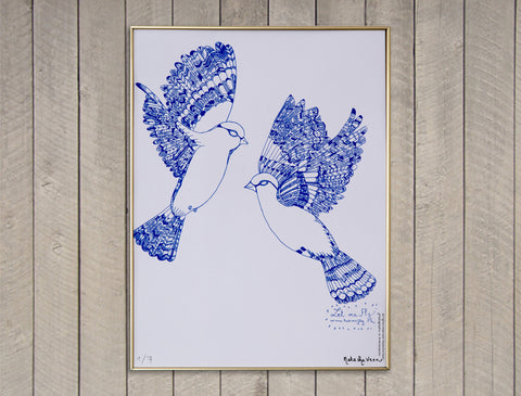 Two Birds Watching Screen Print