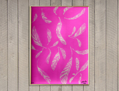 Flash Pink Feathers Screen Print