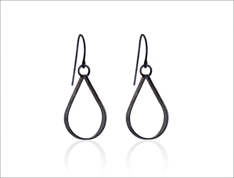 Small Black Teardrop Earrings