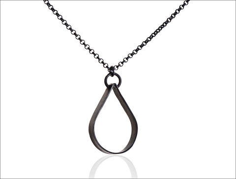 Small Black Teardrop Necklace