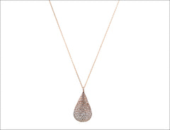 White zircon on rose rhodium with a rose gold plated chain