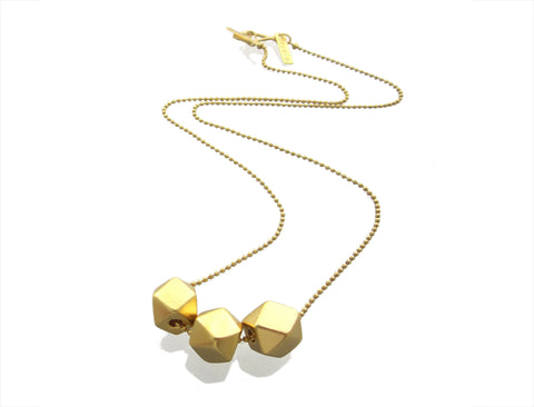 Three Golden Stones Necklace