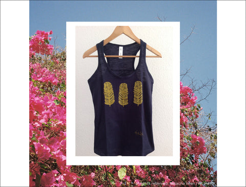 3 Gold Feathers Top